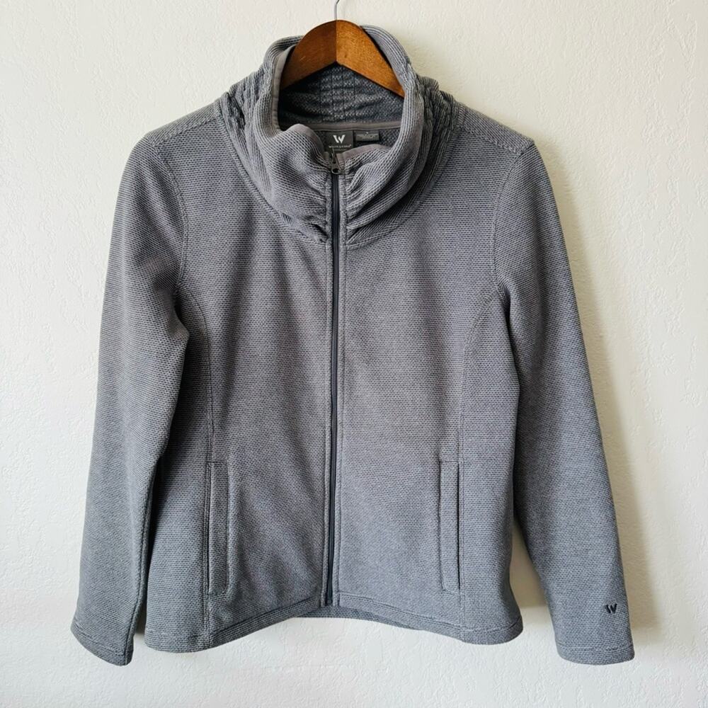 White Sierra | gray full zip up cowl neck sweater